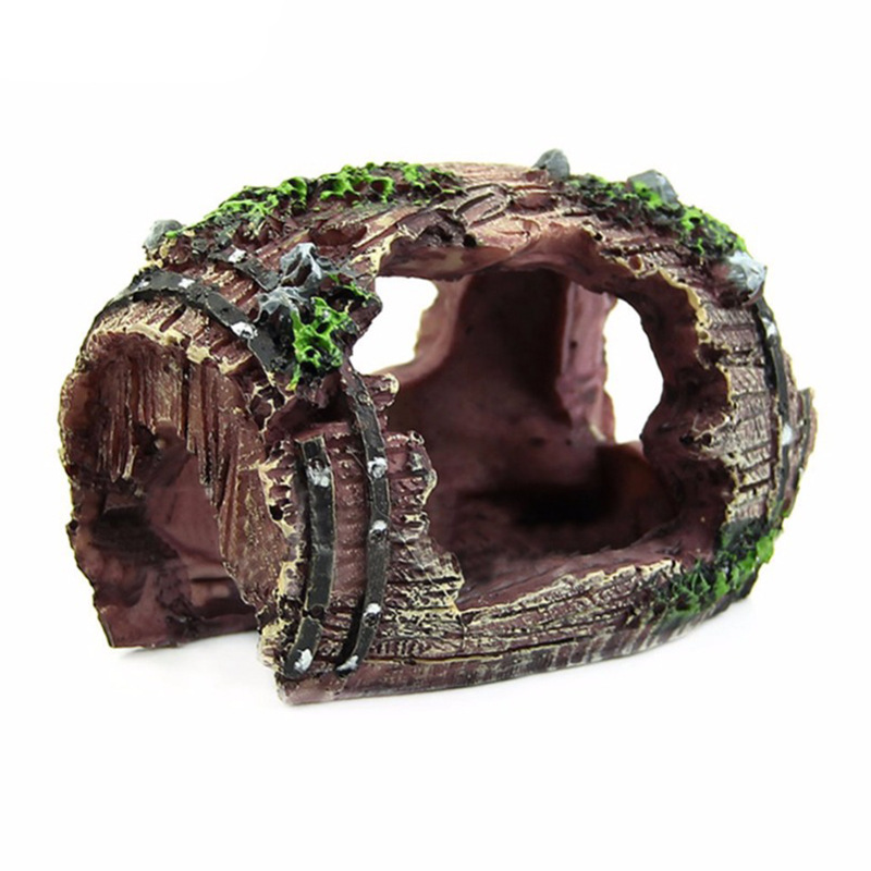 Marine Aquarium For Sale - Aquarium Artificial Barrel Cave Resin Ornaments