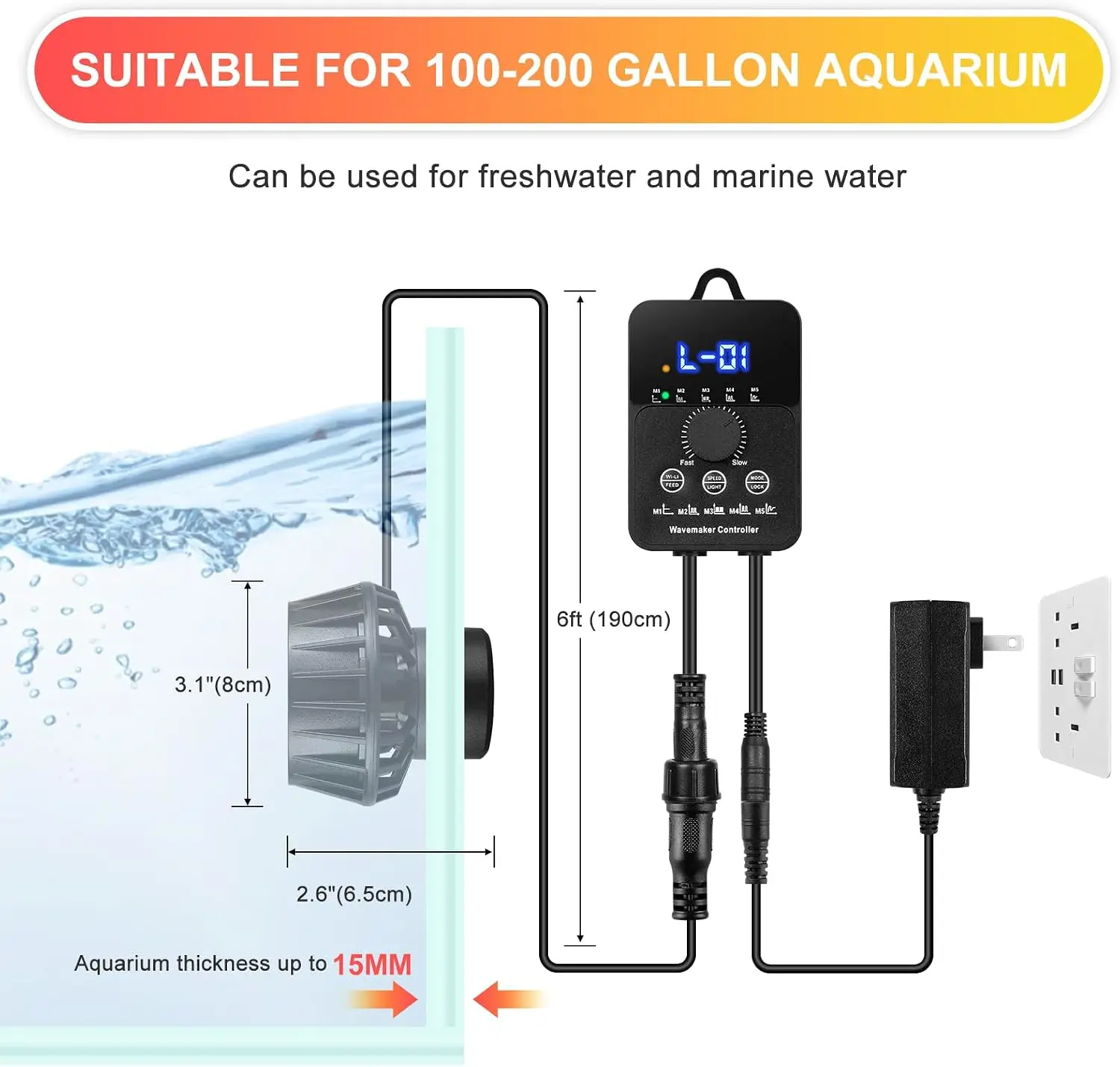 3400GPH Aquarium Wave Maker DC - Powerhead Wave Maker ulasan dan harga